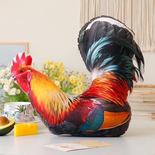 Xiyocadt Simulationstier Vogel Plüschtier, Kuscheltier Puppe Kissen, Realistische Bequemes Plüschspie Spielzeug Plüschpuppenkissen für Teenager und Erwachsene (Hahn) von Xiyocadt