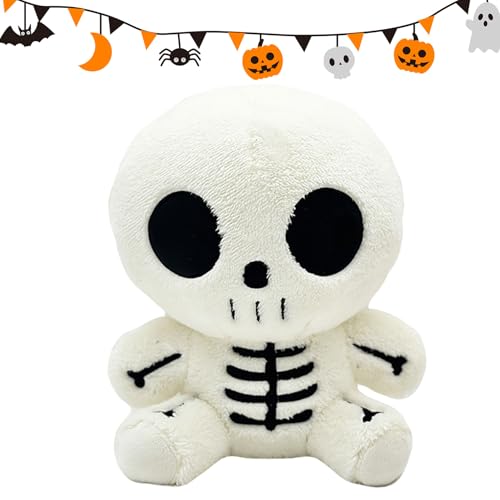 Xiyocadt Skelett Halloween Plüschtier,ausgestopftes Totenkopfkissen,Entzückende Plüsch-Halloween-Puppe,Partygeschenke Geburtstagsgeschenke Plüsch Gefüllte Spielzeug für Kinder (23×26cm) von Xiyocadt