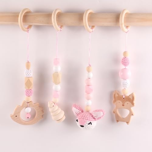 Xiyocadt Spielbogen Baby Spielzeug ab 0 Monate,4 Stück Spielebogen Babies Toys Spielbögen Baby Gym Anhänger Holz,Babyschale Anhänger Holz,für Autositze, Kinderwagen und Autositzspielzeug (28cm,Rosa) Xiyocadt Spielbogen Baby Spielzeug ab 0 Monate,4 Stück Spielebogen Babies Toys Spielbögen Baby Gym Anhänger Holz,Babyschale Anhänger Holz,für Autositze, Kinderwagen und Autositzspielzeug (28cm,Rosa) von Xiyocadt