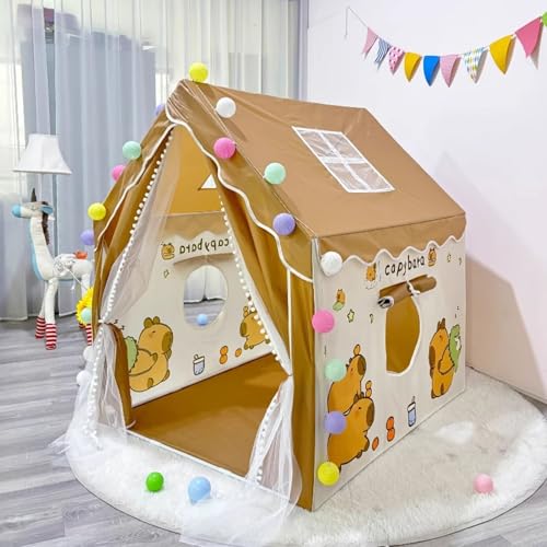Xiyocadt Spielzelt Kinder Indoor mit Zeltunterlage, 120 * 100 * 130 cm Capybara-Motiv Zelt Kinderzimmer, Spielzelte für Kleinkinder ab 3 Jahre (Ohne Zeltunterlage) von Xiyocadt