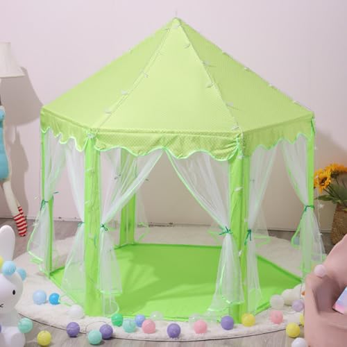 Xiyocadt Spielzelt für Kleinkinder, 140x140x135 cm Sechseckiges Kinderzelt für Spiel und Spaß im Kinderzimmer, Kinder Zelte für Zimmer, mit Tragetasche, Geschenk für Kinder (Grün) von Xiyocadt