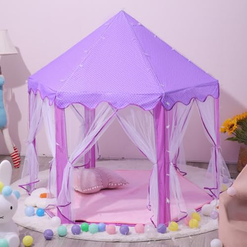 Xiyocadt Spielzelt für Kleinkinder, 140x140x135 cm Sechseckiges Kinderzelt für Spiel und Spaß im Kinderzimmer, Kinder Zelte für Zimmer, mit Tragetasche, Geschenk für Kinder (Violett) von Xiyocadt