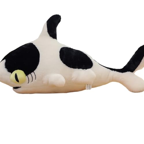 Xiyocadt Süße Hai Plüschtier Kuscheltier, Molliges Spielzeug Kissen Stofftier Wurfkissen, Geschenk für Damen und Kinder (110CM,Schwarz-Weiß) von Xiyocadt