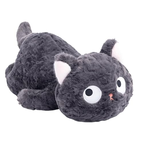 Xiyocadt Süßes Katze Plüschtiere Schwarze Katzen Kuscheltier Stofftiere, Plüsch Kissen, Rosa Katzenpfotenballen, Geschenk für Kinder Freundin Mädchen Jungen (Bauchlage50CM) von Xiyocadt