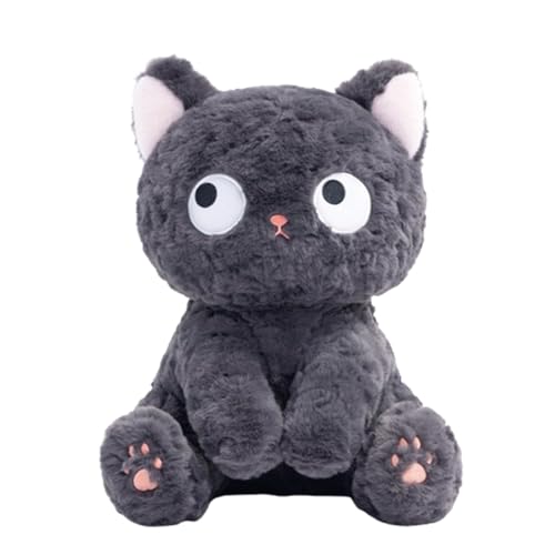 Xiyocadt Süßes Katze Plüschtiere Schwarze Katzen Kuscheltier Stofftiere, Plüsch Kissen, Rosa Katzenpfotenballen, Geschenk für Kinder Freundin Mädchen Jungen (Hockposition23CM) von Xiyocadt