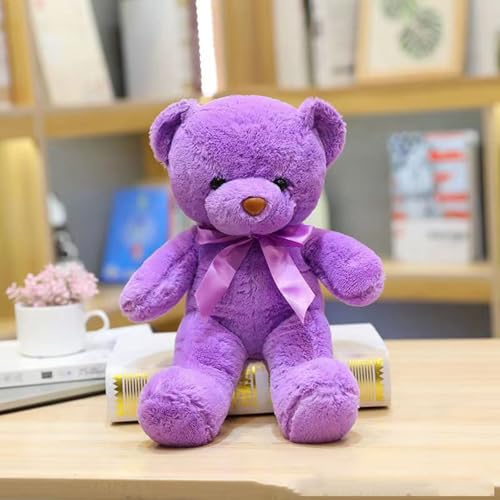 Xiyocadt Teddybär Schleife Fliege, Kuscheltier Bär Stofftier Teddy, Spielzeug Plüschtier für Weihnachten Valentinstag Geburtstag Hochzeitsfeier (35CM,Violett) von Xiyocadt