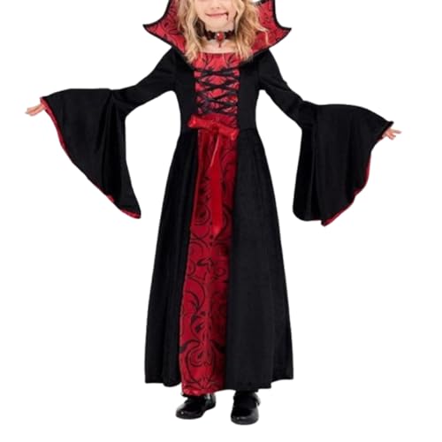Xiyocadt Vampir Kostüm Kinder Für Mädchen - Schwarz Rot Ballett, Tüll Kleider, Vampirkostüm Mädchen Spinne Fancy Dress up Kostüm, Halloween Vampire Costumes for Girls (A,S) von Xiyocadt