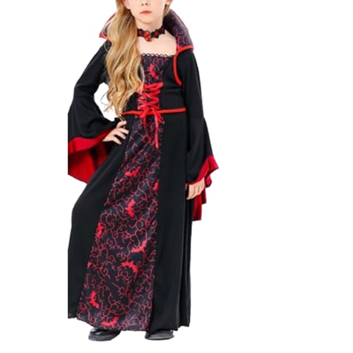Xiyocadt Vampir Kostüm Kinder Für Mädchen - Schwarz Rot Ballett, Tüll Kleider, Vampirkostüm Mädchen Spinne Fancy Dress up Kostüm, Halloween Vampire Costumes for Girls (B,S) von Xiyocadt