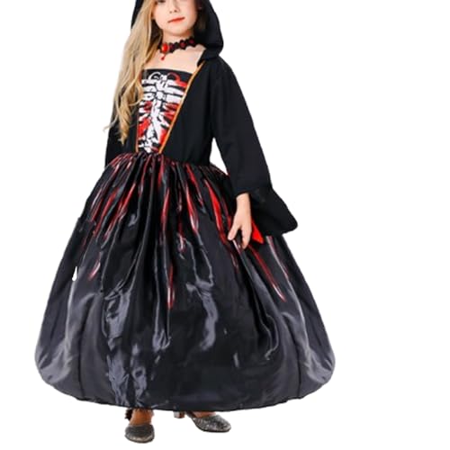 Xiyocadt Vampir Kostüm Kinder Für Mädchen - Schwarz Rot Ballett, Tüll Kleider, Vampirkostüm Mädchen Spinne Fancy Dress up Kostüm, Halloween Vampire Costumes for Girls (K,M) von Xiyocadt