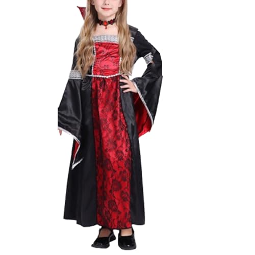 Xiyocadt Vampir Kostüm Kinder Für Mädchen - Schwarz Rot Ballett, Tüll Kleider, Vampirkostüm Mädchen Spinne Fancy Dress up Kostüm, Halloween Vampire Costumes for Girls (V,M) von Xiyocadt