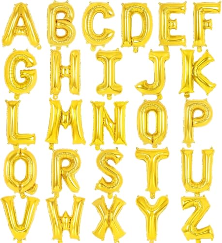 Xizhiwan 26 Stücke von goldenen Buchstaben, 40.64cm Aluminiumfolie Buchstaben Ballons, Buchstaben A-Z Ballons Banner benutzerdefinierte Phrasen passend für Geburtstagsfeiern und Hochzeiten von Xizhiwan
