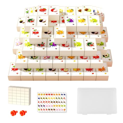 Xmart 55 stück Seaside Escape Spiel Blöcke 30 mm Blocks Mahjong Stil Spiel Legespiel Seaside Escape Game mit 55 Niedlichen Aufklebern 2 Saugnäpfe und Kunststoffbox für Familie Erwachsene Party Spiel von Xmart