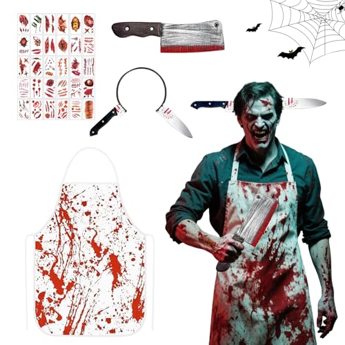 Xmart Halloween Schlächter Kostüm Metzger Kostüm Blutige Messer Haarband Mit Schürze Kostüms Horror Accessoire Herren Damen für Halloween Karneval Party Cosplay Xmart Halloween Schlächter Kostüm Metzger Kostüm Blutige Messer Haarband Mit Schürze Kostüms Horror Accessoire Herren Damen für Halloween Karneval Party Cosplay von Xmart