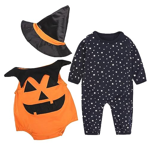 Xmiral Neugeborenes Baby Junge Stern Kürbis Strampler Halloween Outfits Kostüm Set Halloween Kostüm 86 (A, 12-18 Months) von Xmiral