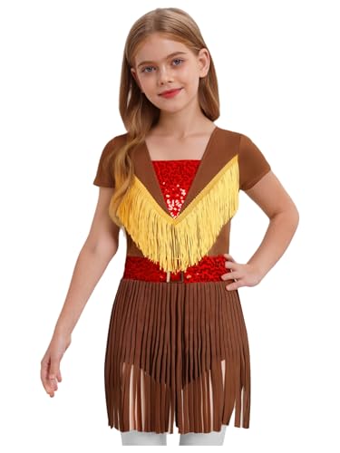 Xnihocha 70er Jahre Cowgirl Kleid für Mädchen V-Ausschnitt Fransen Partykleid Kurz Indianer Prinzessinnenkleid Für Karneval Dunkelbraun 146-152 Xnihocha 70er Jahre Cowgirl Kleid für Mädchen V-Ausschnitt Fransen Partykleid Kurz Indianer Prinzessinnenkleid Für Karneval Dunkelbraun 146-152 von Xnihocha