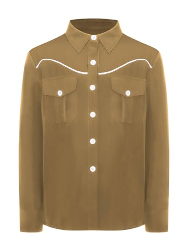 Xnihocha Cowboy Hemd Jungen Kinder Western Weste Langarm Shirts Umlegekragen Mantel Party Faschingskostüme Khaki 134-140 Xnihocha Cowboy Hemd Jungen Kinder Western Weste Langarm Shirts Umlegekragen Mantel Party Faschingskostüme Khaki 134-140 von Xnihocha
