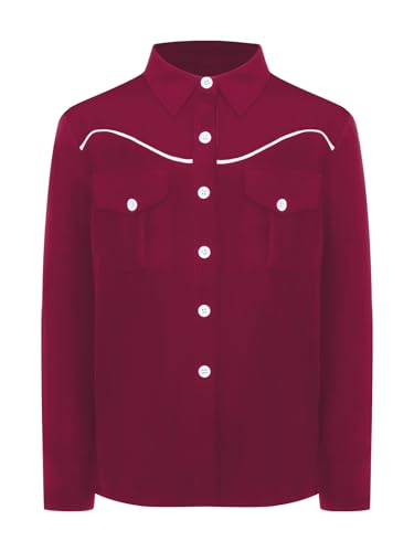 Xnihocha Cowboy Hemd Jungen Kinder Western Weste Langarm Shirts Umlegekragen Mantel Party Faschingskostüme Rot 158-164 Xnihocha Cowboy Hemd Jungen Kinder Western Weste Langarm Shirts Umlegekragen Mantel Party Faschingskostüme Rot 158-164 von Xnihocha