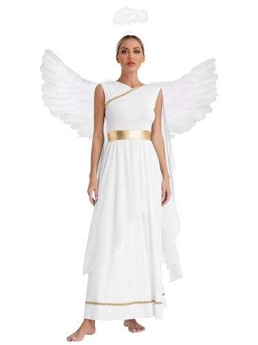 Xnihocha Engel Kostüm Damen Set Ärmellos Engels Prinzessin Kleid mit Engelsflügel Halloween Fastnacht Party Cosplay Outfit Weiß XL Xnihocha Engel Kostüm Damen Set Ärmellos Engels Prinzessin Kleid mit Engelsflügel Halloween Fastnacht Party Cosplay Outfit Weiß XL von Xnihocha
