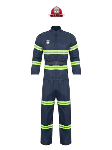 Xnihocha Feuerwehrmann Kostüm für Herren Kostüm Langarm Mantel + Lange Hose +Kunststoffhelm +Gürtel Mottoparty Navy blau S Xnihocha Feuerwehrmann Kostüm für Herren Kostüm Langarm Mantel + Lange Hose +Kunststoffhelm +Gürtel Mottoparty Navy blau S von Xnihocha