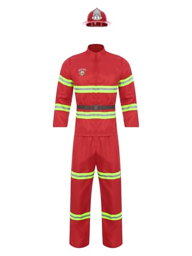 Xnihocha Feuerwehrmann Kostüm für Herren Kostüm Langarm Mantel + Lange Hose +Kunststoffhelm +Gürtel Mottoparty Rot XS Xnihocha Feuerwehrmann Kostüm für Herren Kostüm Langarm Mantel + Lange Hose +Kunststoffhelm +Gürtel Mottoparty Rot XS von Xnihocha
