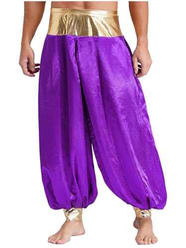 Xnihocha Herren Glänzend Laterne Lange Hosen Arabische Hose Prinz Kostüm Haremshose Karneval Kostüm Violett M Xnihocha Herren Glänzend Laterne Lange Hosen Arabische Hose Prinz Kostüm Haremshose Karneval Kostüm Violett M von Xnihocha