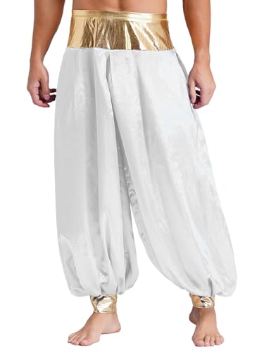 Xnihocha Herren Glänzend Laterne Lange Hosen Arabische Hose Prinz Kostüm Haremshose Karneval Kostüm Weiß XL Xnihocha Herren Glänzend Laterne Lange Hosen Arabische Hose Prinz Kostüm Haremshose Karneval Kostüm Weiß XL von Xnihocha
