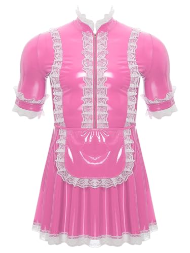 Xnihocha Herren Lackleder Sissy Kleid Maid Cosplay Kostüm Kurzärmeliges Dienstmädchen Uniform Crossdresser Outfits Rosa XL Xnihocha Herren Lackleder Sissy Kleid Maid Cosplay Kostüm Kurzärmeliges Dienstmädchen Uniform Crossdresser Outfits Rosa XL von Xnihocha