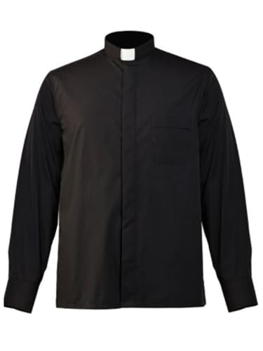 Xnihocha Herren Priester T-Shirt Schwarzes Klerus Hemd Stand Kragen Langarm Exorzist Kostüm mit Tab Punk Shirt Lange Ärmel XXL Xnihocha Herren Priester T-Shirt Schwarzes Klerus Hemd Stand Kragen Langarm Exorzist Kostüm mit Tab Punk Shirt Lange Ärmel XXL von Xnihocha
