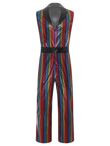 Xnihocha Herren Retro Hippie Disco Outfit 70er 80er Jahre Jumpsuit Ärmellos Stretch Ganzkörper GOGO Party Clubwear Regenbogen M Xnihocha Herren Retro Hippie Disco Outfit 70er 80er Jahre Jumpsuit Ärmellos Stretch Ganzkörper GOGO Party Clubwear Regenbogen M von Xnihocha