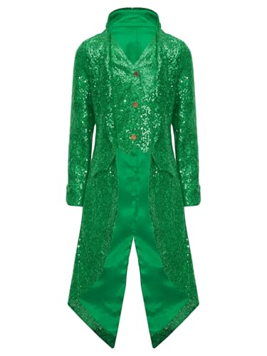 Xnihocha Jungen Kinder Pailletten Vintage Frack Gehrock Lang Mantel Renaissance Uniform Halloween Vampir Party Piraten Jacke Grün 170 Xnihocha Jungen Kinder Pailletten Vintage Frack Gehrock Lang Mantel Renaissance Uniform Halloween Vampir Party Piraten Jacke Grün 170 von Xnihocha