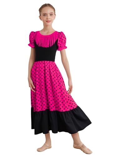 Xnihocha Kinder Mädchen Kleid Schaukel Maxi Kostüm Flamenco Sevillanisch Cosplay Karneval Halloween Spanisches Volkskleid Kostüm Performance 110-170 Hot Pink 158-164 Xnihocha Kinder Mädchen Kleid Schaukel Maxi Kostüm Flamenco Sevillanisch Cosplay Karneval Halloween Spanisches Volkskleid Kostüm Performance 110-170 Hot Pink 158-164 von Xnihocha