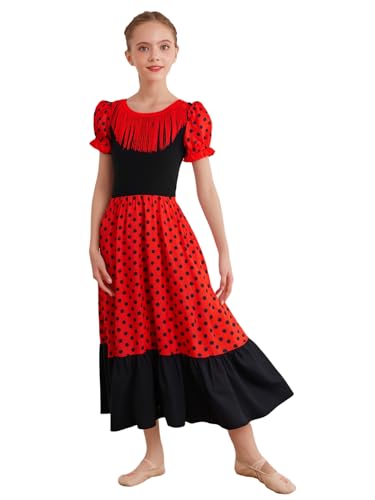 Xnihocha Kinder Mädchen Kleid Schaukel Maxi Kostüm Flamenco Sevillanisch Cosplay Karneval Halloween Spanisches Volkskleid Kostüm Performance 110-170 Rot 122-128 Xnihocha Kinder Mädchen Kleid Schaukel Maxi Kostüm Flamenco Sevillanisch Cosplay Karneval Halloween Spanisches Volkskleid Kostüm Performance 110-170 Rot 122-128 von Xnihocha