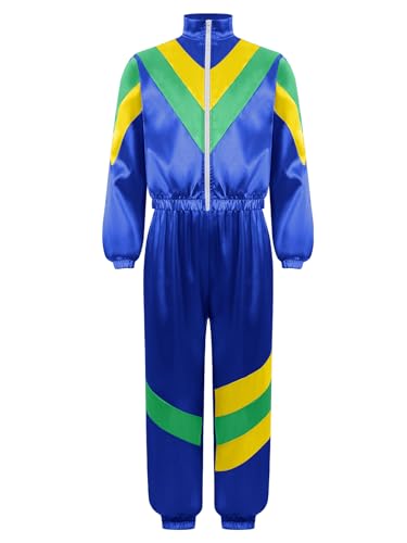 Xnihocha Kinderkostüm 80er Jahre Trainingsanzug Mädchen Jungen Langarm Jacke mit Hose für Fasching Karneval Mottoparty Königsblau 158-164 Xnihocha Kinderkostüm 80er Jahre Trainingsanzug Mädchen Jungen Langarm Jacke mit Hose für Fasching Karneval Mottoparty Königsblau 158-164 von Xnihocha