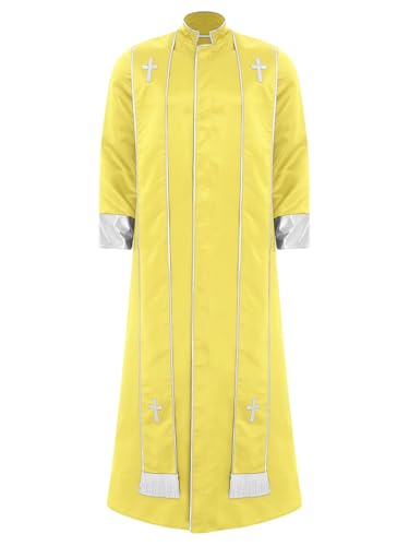 Xnihocha Liturgische Robe Gewand für Herren Priesterkostüm Langarm Priester Robe für Halloween Karneval Fasching Cosplay Gelb 3XL Xnihocha Liturgische Robe Gewand für Herren Priesterkostüm Langarm Priester Robe für Halloween Karneval Fasching Cosplay Gelb 3XL von Xnihocha