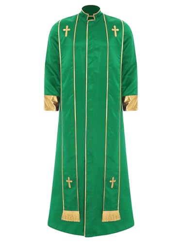 Xnihocha Liturgische Robe Gewand für Herren Priesterkostüm Langarm Priester Robe für Halloween Karneval Fasching Cosplay Grün XL Xnihocha Liturgische Robe Gewand für Herren Priesterkostüm Langarm Priester Robe für Halloween Karneval Fasching Cosplay Grün XL von Xnihocha