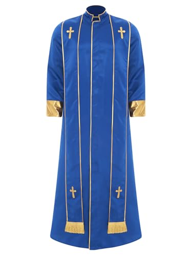 Xnihocha Liturgische Robe Gewand für Herren Priesterkostüm Langarm Priester Robe für Halloween Karneval Fasching Cosplay Königsblau L von Xnihocha