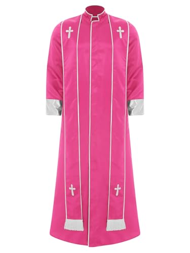 Xnihocha Liturgische Robe Gewand für Herren Priesterkostüm Langarm Priester Robe für Halloween Karneval Fasching Cosplay Rosa XL von Xnihocha