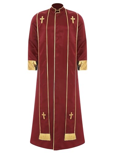 Xnihocha Liturgische Robe Gewand für Herren Priesterkostüm Langarm Priester Robe für Halloween Karneval Fasching Cosplay Rot S Xnihocha Liturgische Robe Gewand für Herren Priesterkostüm Langarm Priester Robe für Halloween Karneval Fasching Cosplay Rot S von Xnihocha