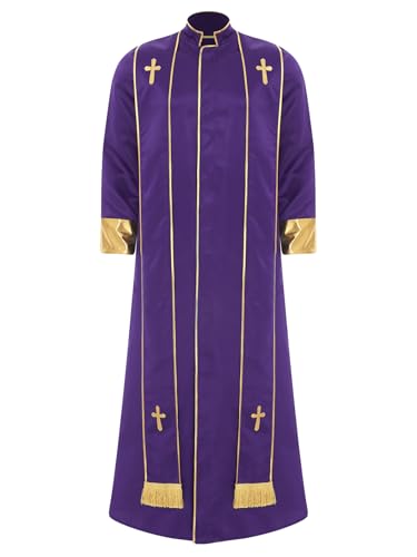Xnihocha Liturgische Robe Gewand für Herren Priesterkostüm Langarm Priester Robe für Halloween Karneval Fasching Cosplay Violett XL Xnihocha Liturgische Robe Gewand für Herren Priesterkostüm Langarm Priester Robe für Halloween Karneval Fasching Cosplay Violett XL von Xnihocha