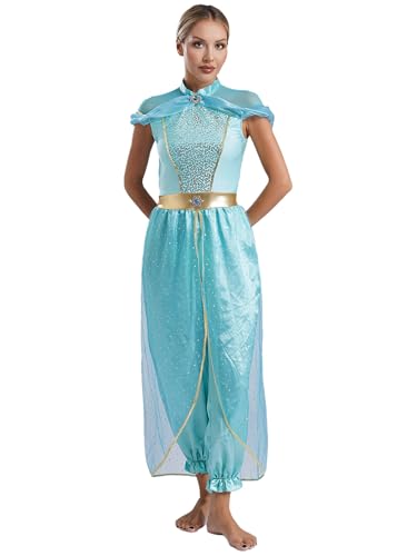 Xnihocha Mädchen Arabische Kleidung Pailletten Overlay Indien Tanz Jumpsuit Einteiler Prinzessin Kostüm Halloween Karneval Hellblau 4XL Xnihocha Mädchen Arabische Kleidung Pailletten Overlay Indien Tanz Jumpsuit Einteiler Prinzessin Kostüm Halloween Karneval Hellblau 4XL von Xnihocha