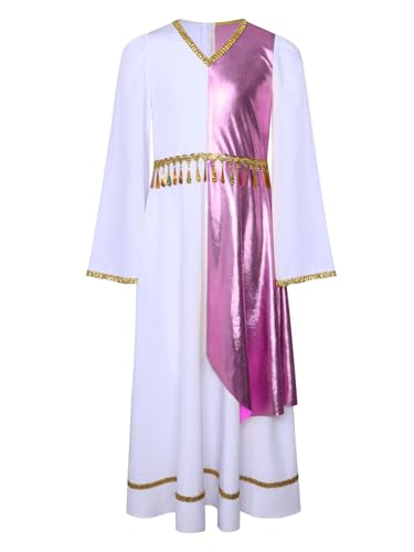 Xnihocha Mädchen Engel Kostüm Langarm Metallic Partykleid Weihnachten Faschingskostüme Krippenspiel Party Outfit Weiß Rosa 134-140 Xnihocha Mädchen Engel Kostüm Langarm Metallic Partykleid Weihnachten Faschingskostüme Krippenspiel Party Outfit Weiß Rosa 134-140 von Xnihocha