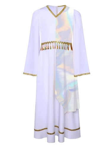 Xnihocha Mädchen Engel Kostüm Langarm Metallic Partykleid Weihnachten Faschingskostüme Krippenspiel Party Outfit Weißer Splitter 146-152 Xnihocha Mädchen Engel Kostüm Langarm Metallic Partykleid Weihnachten Faschingskostüme Krippenspiel Party Outfit Weißer Splitter 146-152 von Xnihocha