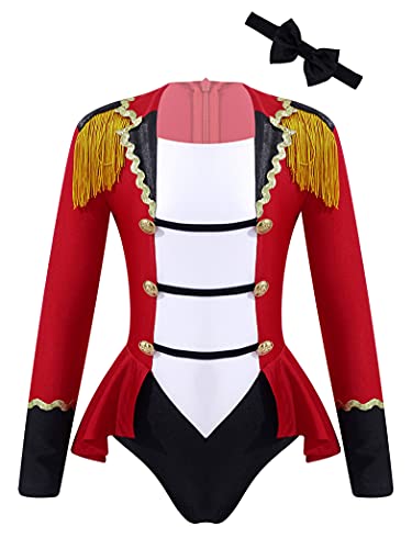Xnihocha Mädchen Zirkus Kostüm Zirkusdirektorin Langarm Bodysuit Overall mit Krawatte Ringmaster Uniform Cosplay Halloween Fasching Rot 170-176 Xnihocha Mädchen Zirkus Kostüm Zirkusdirektorin Langarm Bodysuit Overall mit Krawatte Ringmaster Uniform Cosplay Halloween Fasching Rot 170-176 von Xnihocha