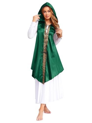 Xnihocha Mittelalter Umhang mit Kapuze Damen Ärmellos Glänzende Cape Robe Mantel Lang Vampir Kostüm Erwachsene Kleidung Grün M Xnihocha Mittelalter Umhang mit Kapuze Damen Ärmellos Glänzende Cape Robe Mantel Lang Vampir Kostüm Erwachsene Kleidung Grün M von Xnihocha