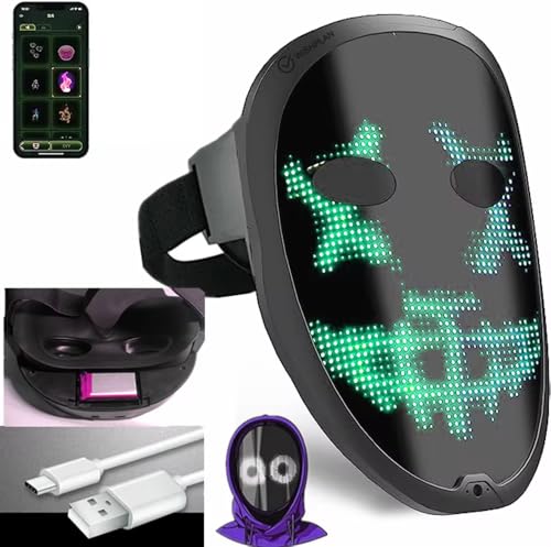 Xoeminor LED-Maske mit personalisierter App, Bluetooth, programmierbar, digital, elektronisch, LED, für Kostüm, Halloween, DJ, Maskerade, Cosplay, Geburtstagsfeier, leuchtende Maske für Halloween Xoeminor LED-Maske mit personalisierter App, Bluetooth, programmierbar, digital, elektronisch, LED, für Kostüm, Halloween, DJ, Maskerade, Cosplay, Geburtstagsfeier, leuchtende Maske für Halloween von Xoeminor