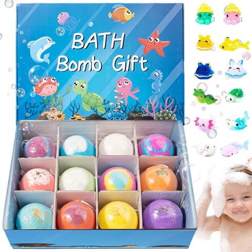 12pcs/Set Bad Bomben mit Spielzeug in 2 Zoll Badbomben mit niedlichen Tierspielzeugen, kindlich-Safe, sprudeln von Xoeryoy