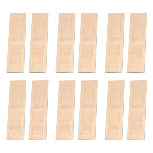 Xoeryoy 12pcs Dollhouse -Fensterläden Klassiker hölzerne mini 1 12 Skala Dollhouse Möbel 4, 5x1.3x0, 2 Zoll Fenster Funny DIY Dolls House Furniture for Kids Gift von Xoeryoy