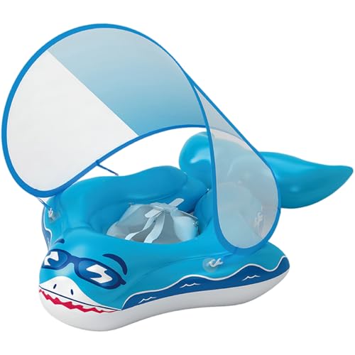 Babypool Float, aufblasbare PVC-Babyschwimmschwimmflocken mit Netto-Baldachin, Schwimmring mit Schultergurt für Kinder 3-12 Monate, 5-8 kg, s von Xoeryoy