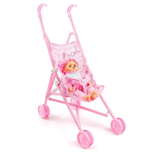 Babypuppe mit Kinderwagen 2pcs Set Faltbare realistische Babypuppenwagen weiche hautfreundliche Puppen-Kinderwagen-Spielzeug für interaktive Spiele des Rollenspiels für R von Xoeryoy