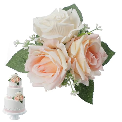 Xoeryoy Blumenkuchen -Toper künstlicher Rosenkuchen Dekorationen Lady Topper für Hochzeit Brautdusche Jubiläum Geburtstagsfeier Xoeryoy Blumenkuchen -Toper künstlicher Rosenkuchen Dekorationen Lady Topper für Hochzeit Brautdusche Jubiläum Geburtstagsfeier von Xoeryoy
